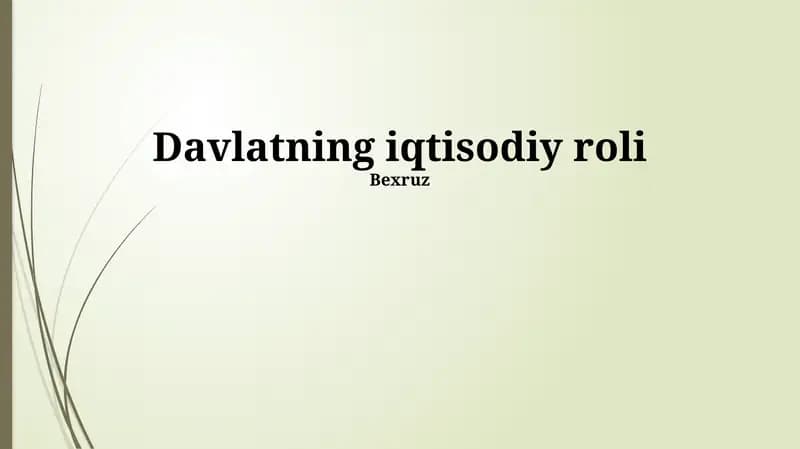 Davlatning iqtisodiy roli