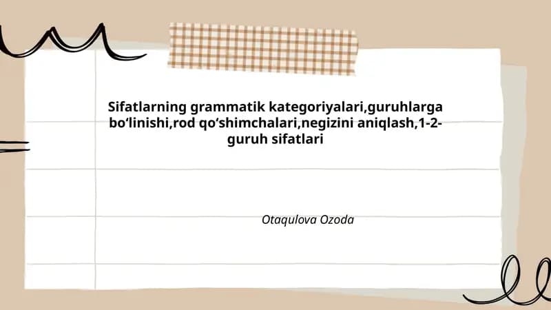 Sifatlarning grammatik kategoriyalari