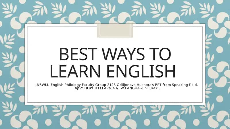 HOW TO LEARN A NEW LANGUAGE 90 DAYS