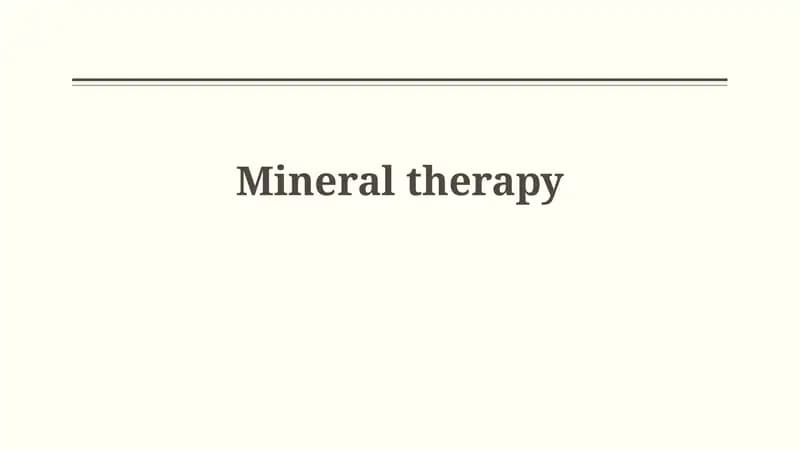 Mineraltherapy