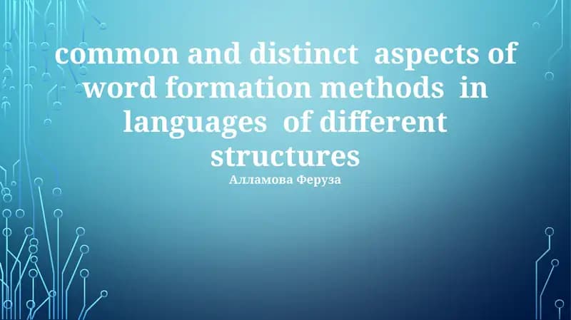 Word Formation Across Language Types: An Overview
