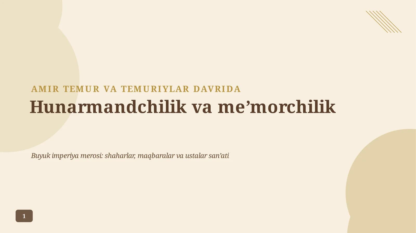 Meʼmorchilik va hunarmandchilik
