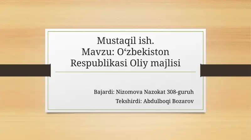 Oʻzbekiston Respublikasi Oliy majlisi