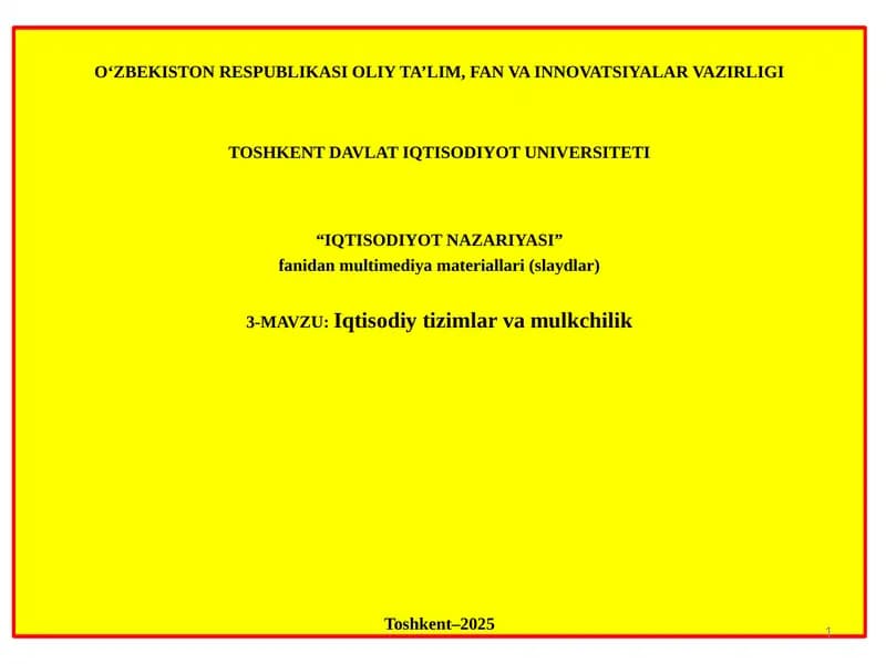 Iqtisodiyot Nazariyasi