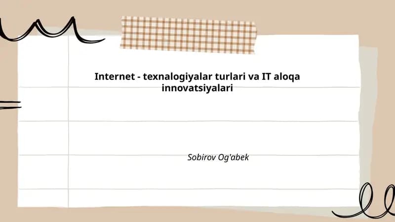 Keng polosali va optik tolali (fiber) internet texnologiyalari