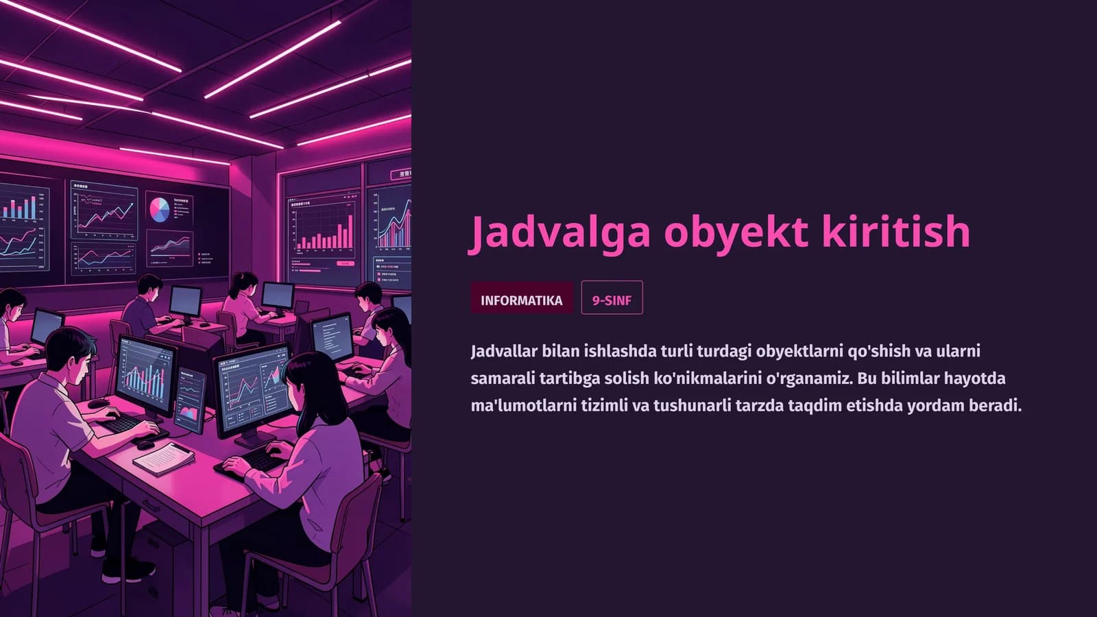 Jadvalga obyekt kiritish