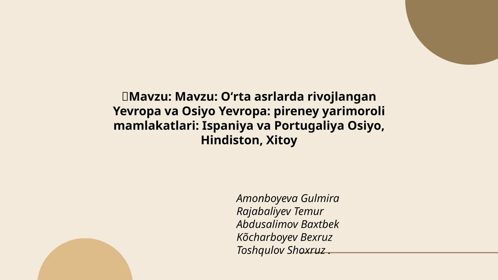 Oʻrta asrlarda rivojlangan Yevropa va Osiyo