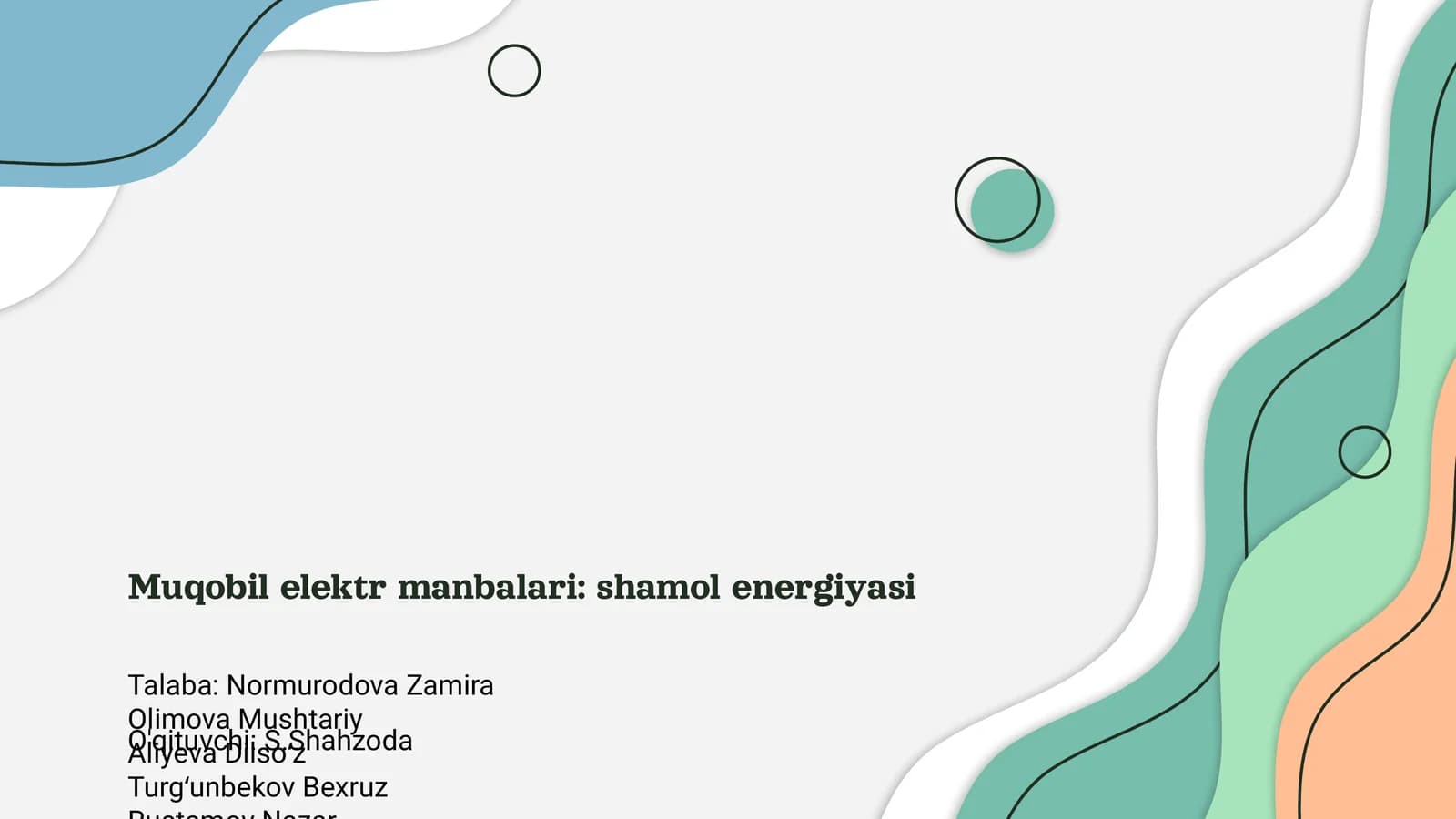 Muqobil elektr manbalari: shamol energiyasi