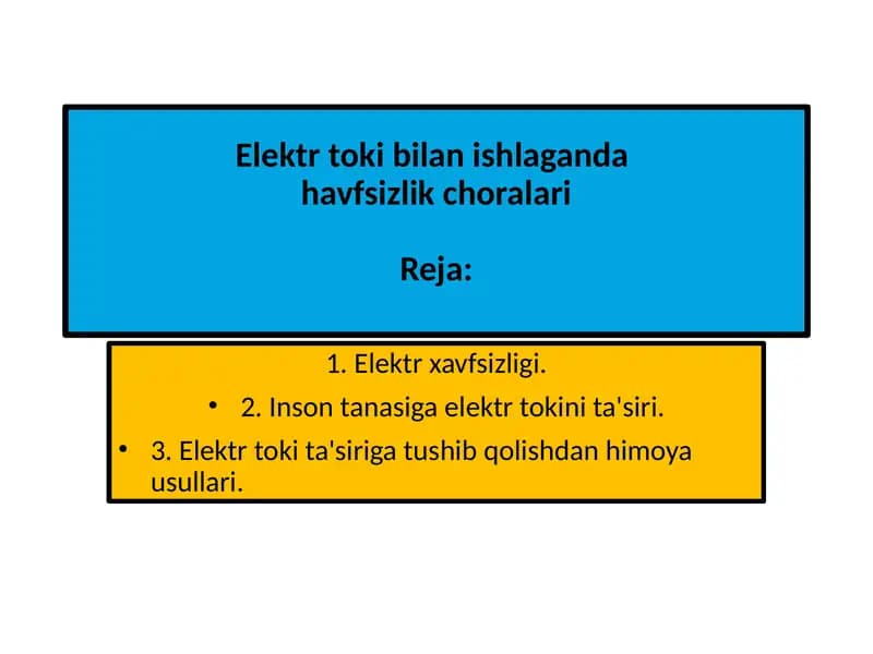 Elektr toki bilan ishlaganda xavfsizlik choralari