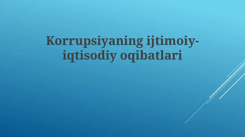 Korrupsiyaning iqtisodiy-oqibatlari