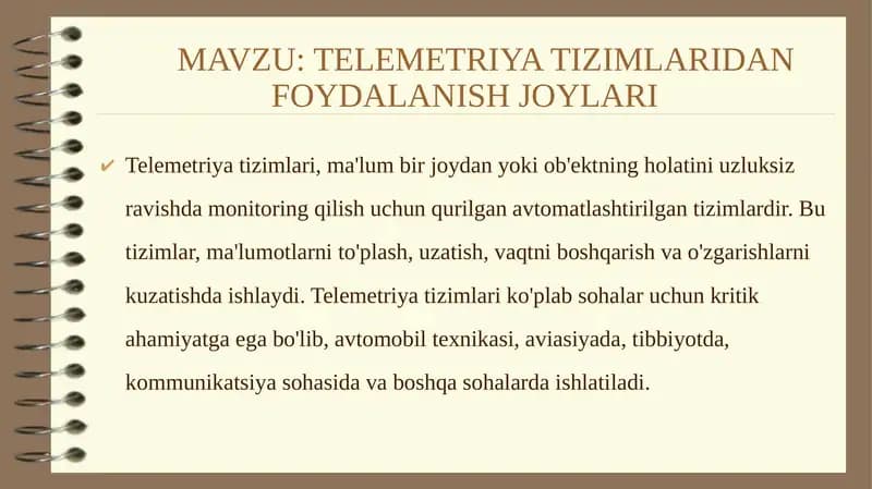 TELEMETRIYA TIZIMLARI