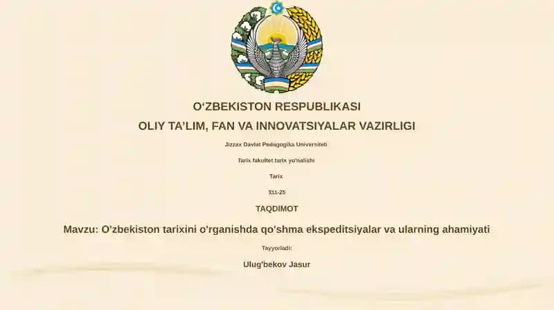 O'zbekiston tarixini o'rganishda qo'shma ekspeditsiyalar va ularning ahamiyati