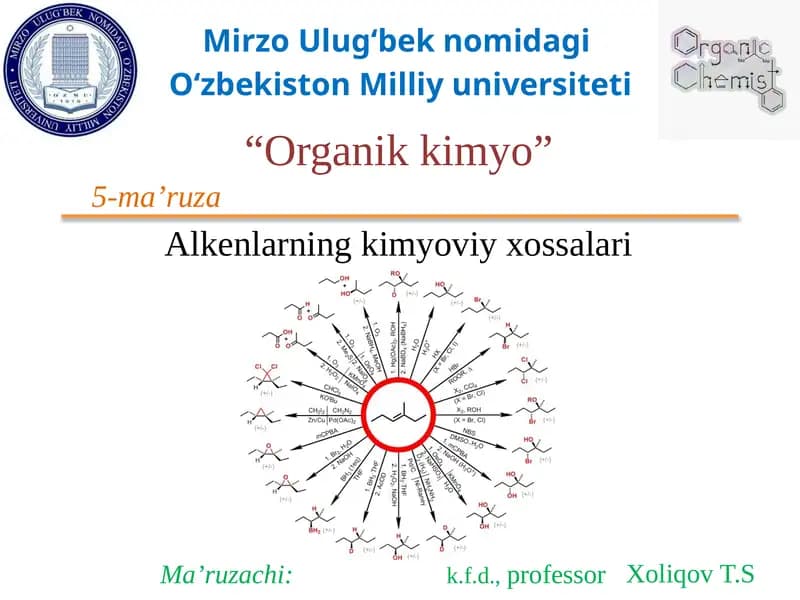 Alkenlarning kimyoviy xossalari