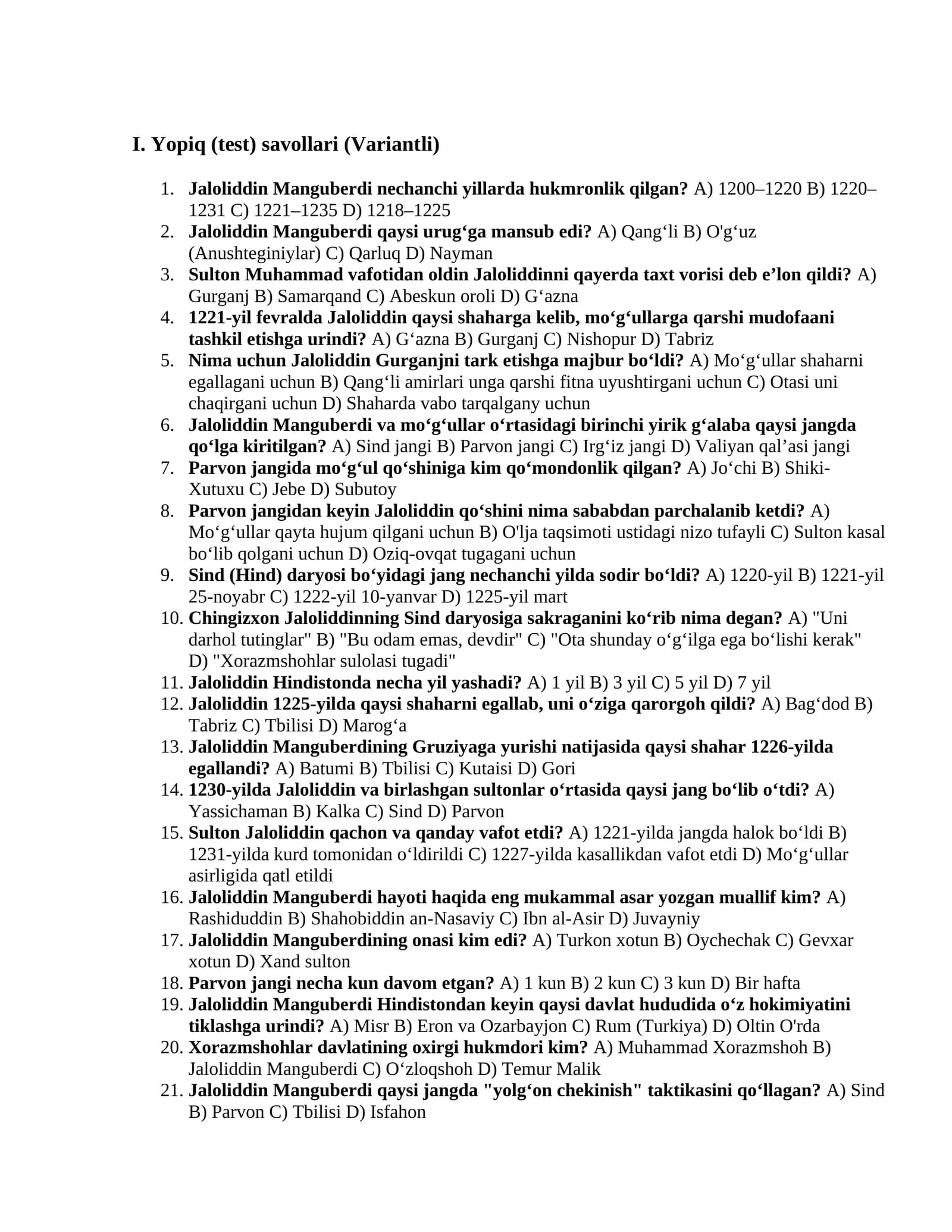 XIII asrda Xorazmshohlar davlatida siyosiy vaziyat