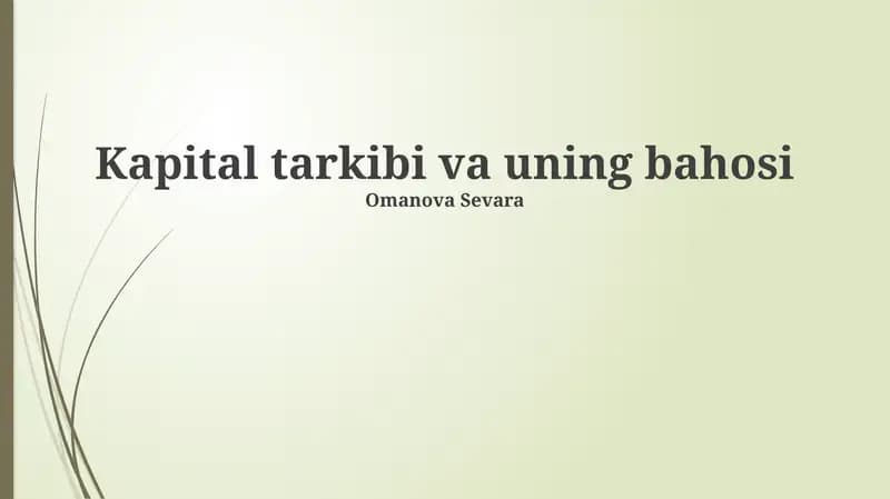 Moliyaviy qarorlar va kapital tuzilmasi