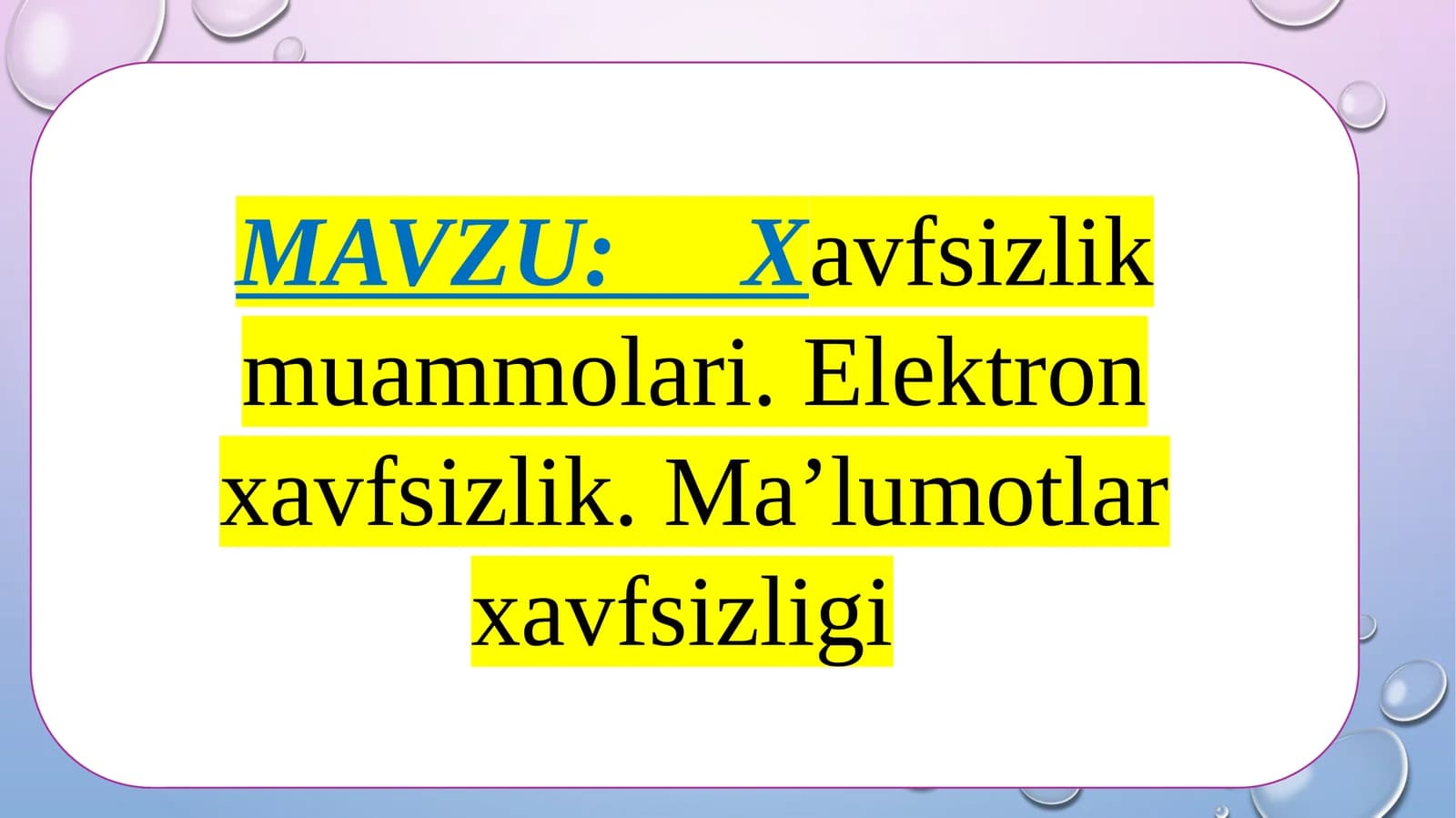 Xavfsizlik muammolari