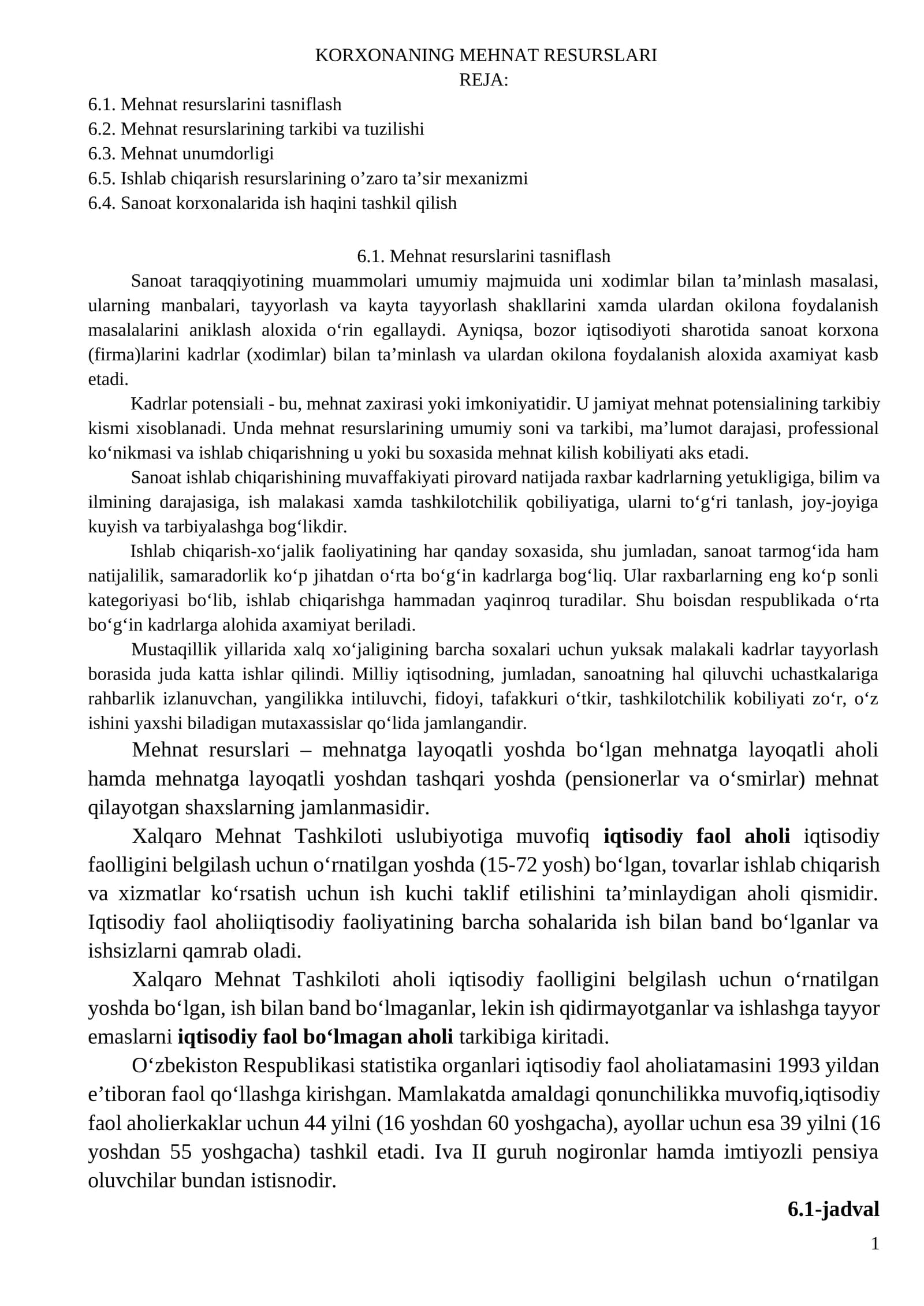 Mehnat Resurslari
