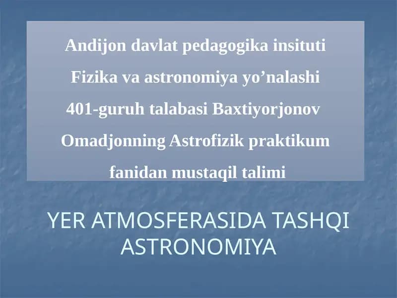 Astana va uning tuzilishi