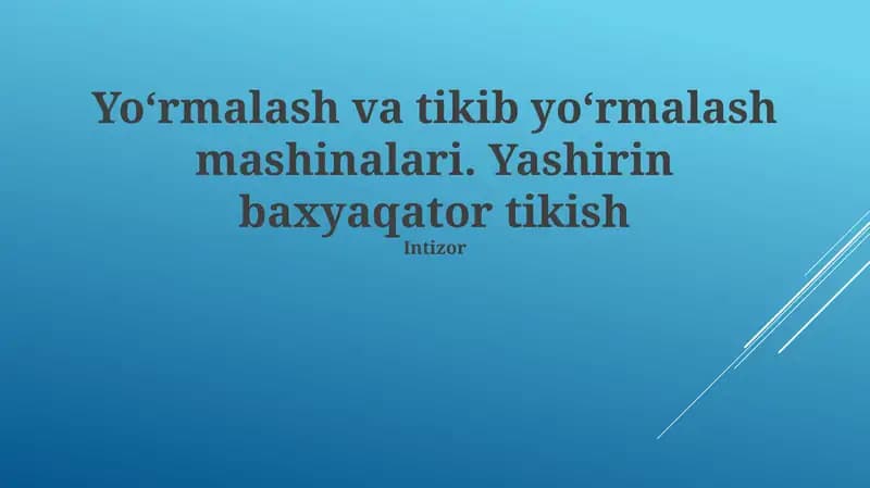 Overlok va Qo'shtirnovchi Tikuv Mashinalari