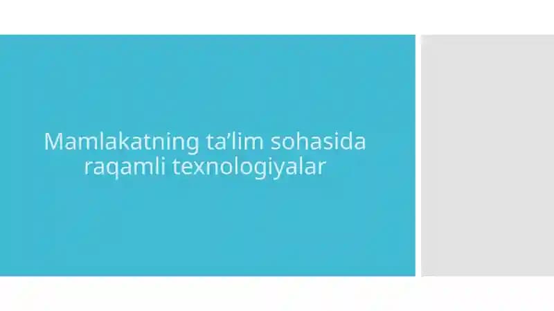 Mamlakatning ta’lim sohasida raqamli texnologiyalar
