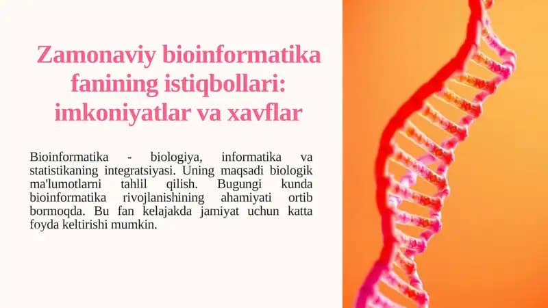 Bioinformatika Fanining Ta'rifi