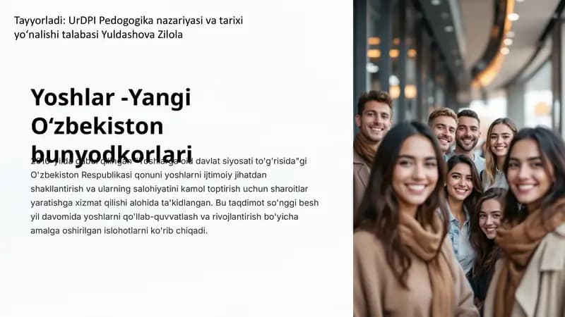 Yoshlar-Yangi Oʻzbekiston bunyodkorlari