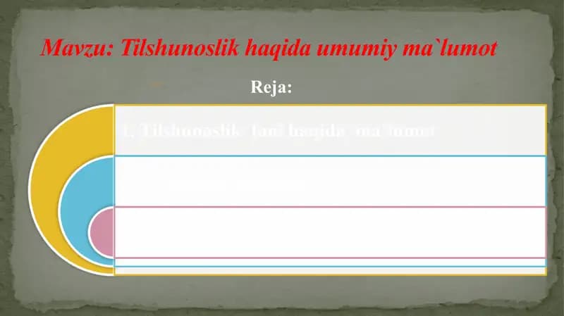 Tilshunoslik haqida umumiy ma`lumot