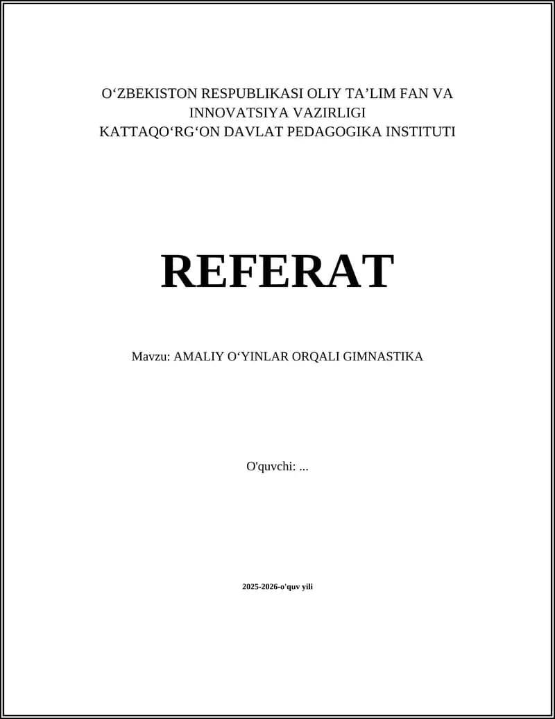 AMALIY OʻYINLAR ORQALI GIMNASTIKA