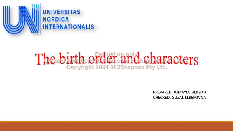 The Birth Order and Characters