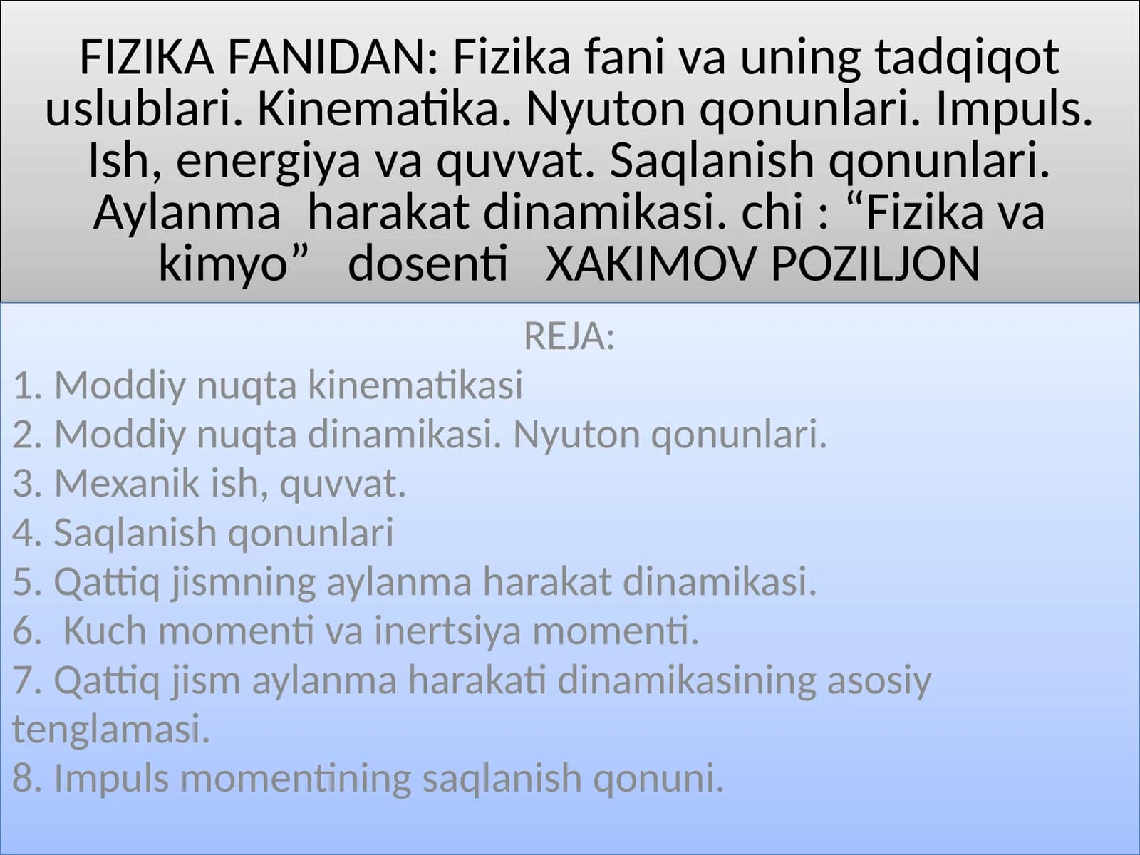 FIZIKA FANIDAN