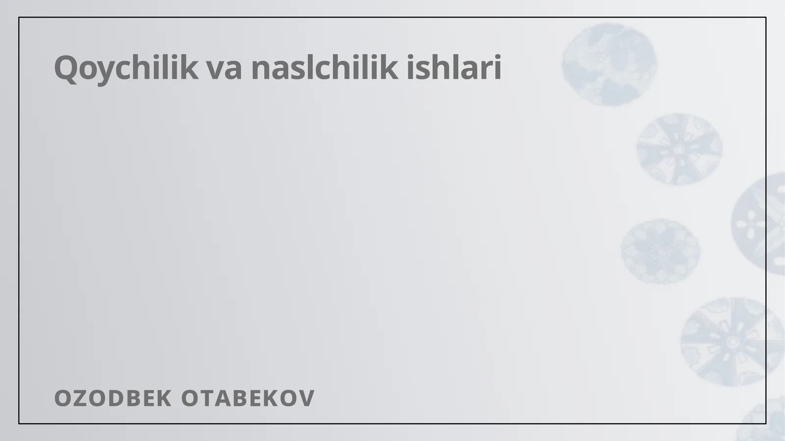 Qo'ychilik va naslchilik ishlari