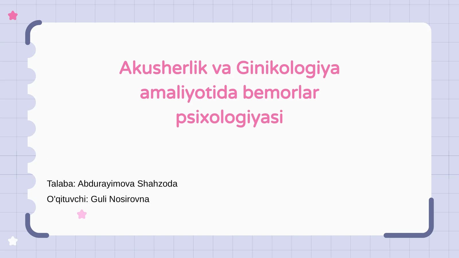 Akusherlik va Ginekologiyada Psixologik Nazariyalar