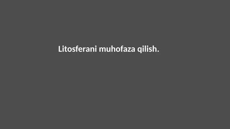 Litosferani muhofaza qilish
