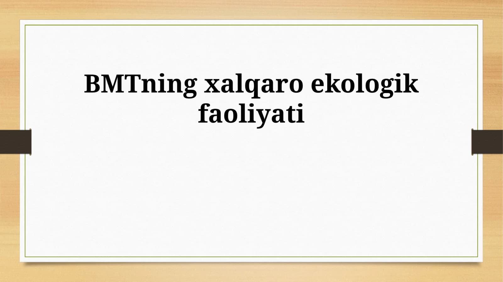 BMTning xalqaro ekologik faoliyati