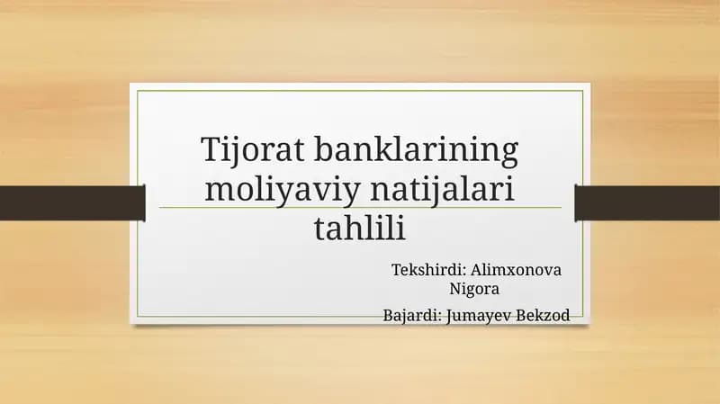 Moliyaviy natijalar tushunchasi va tahlili