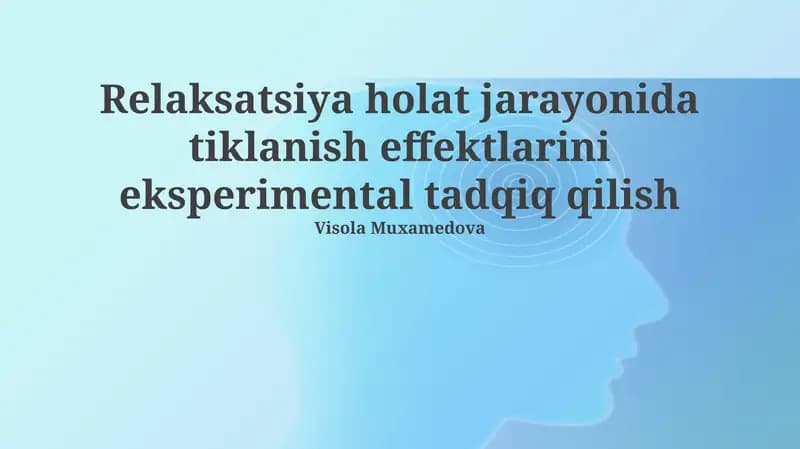 Relaksatsiya holat jarayonida tiklanish effektlarini eksperimental tadqiq qilish