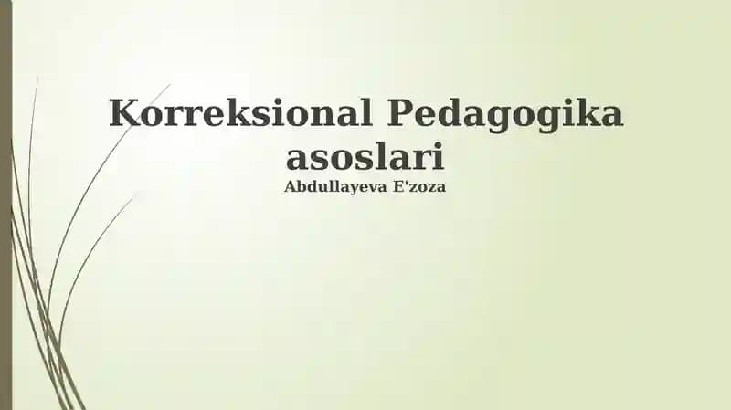 Korreksional Pedagogika asoslari