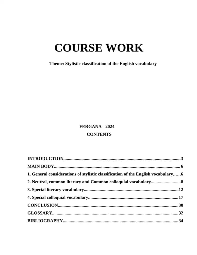 Stylistic classification of the English vocabulary