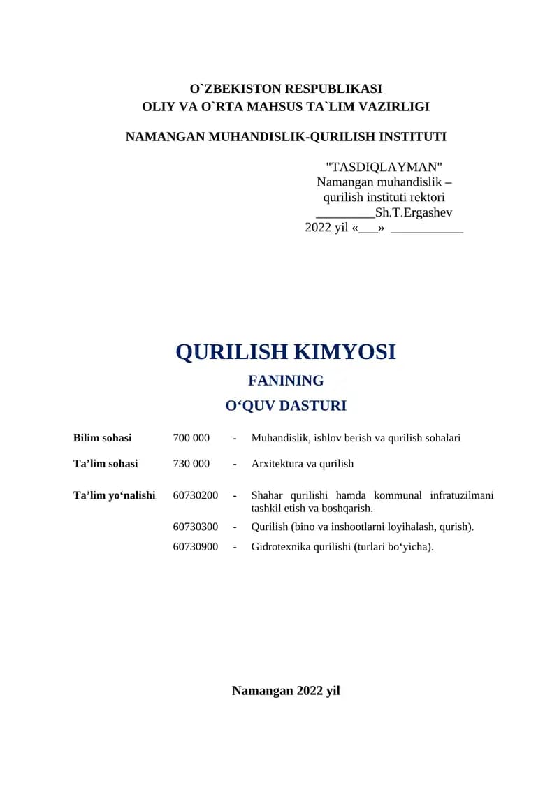 QURILISH KIMYOSI