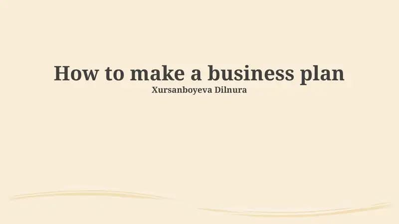 How to make a business plan
