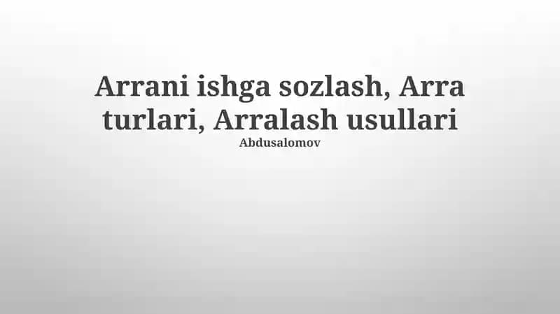 Umumiy arra texnikalari