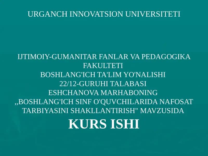 "Nafosat tarbiyasi"