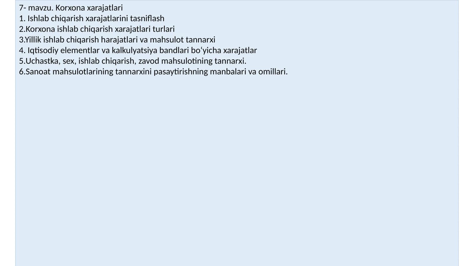 Korxona xarajatlari