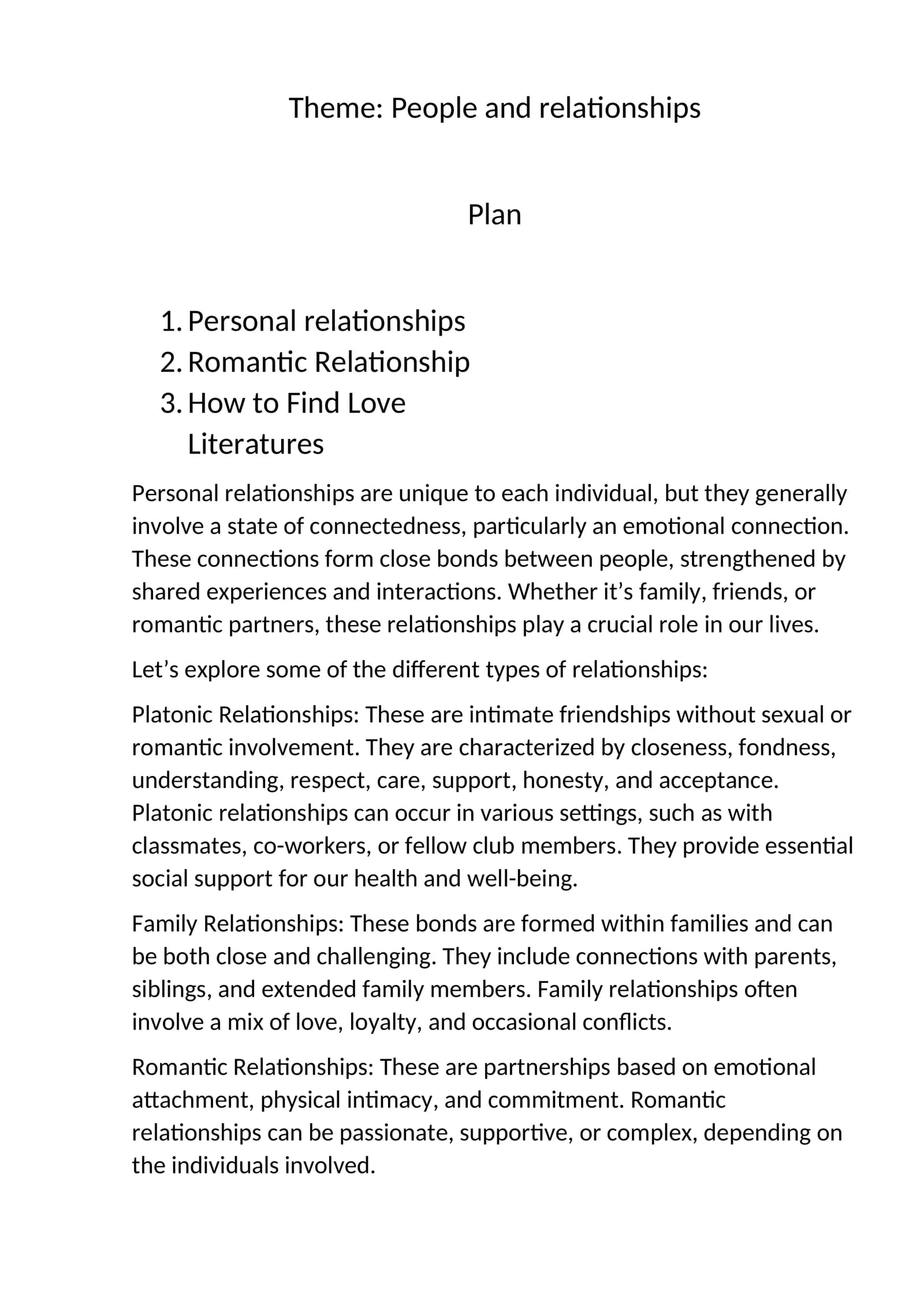 Personal Relationships