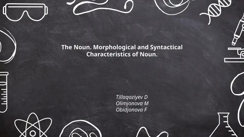 The Noun. Morphological and Syntactical Characteristics of Noun
