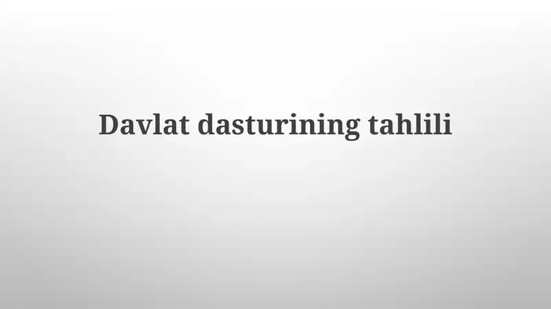Davlatdasturining tahlili