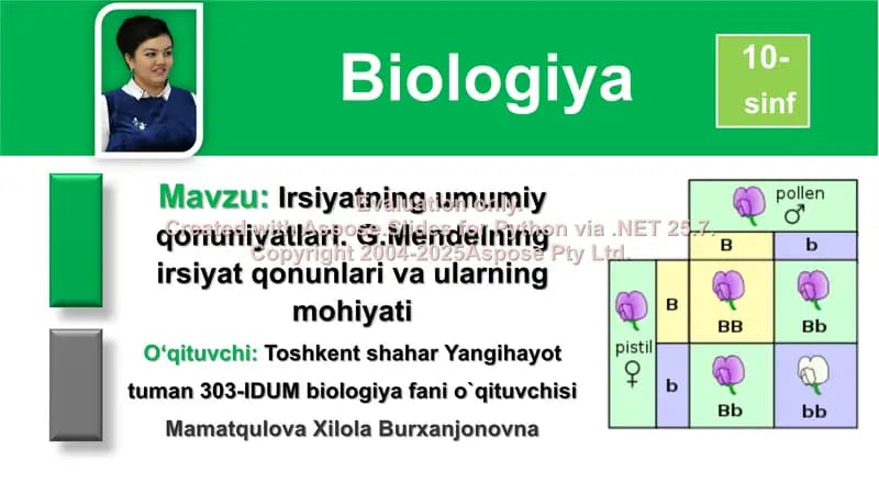 Genetika va G. Mendelning irsiyat qonunlari