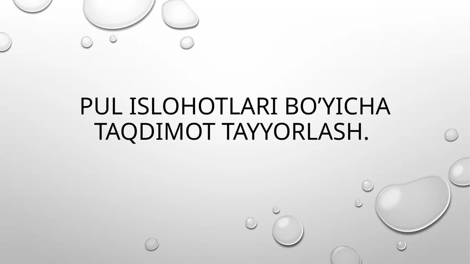 Pul islohotlari bo’yicha taqdimot tayyorlash