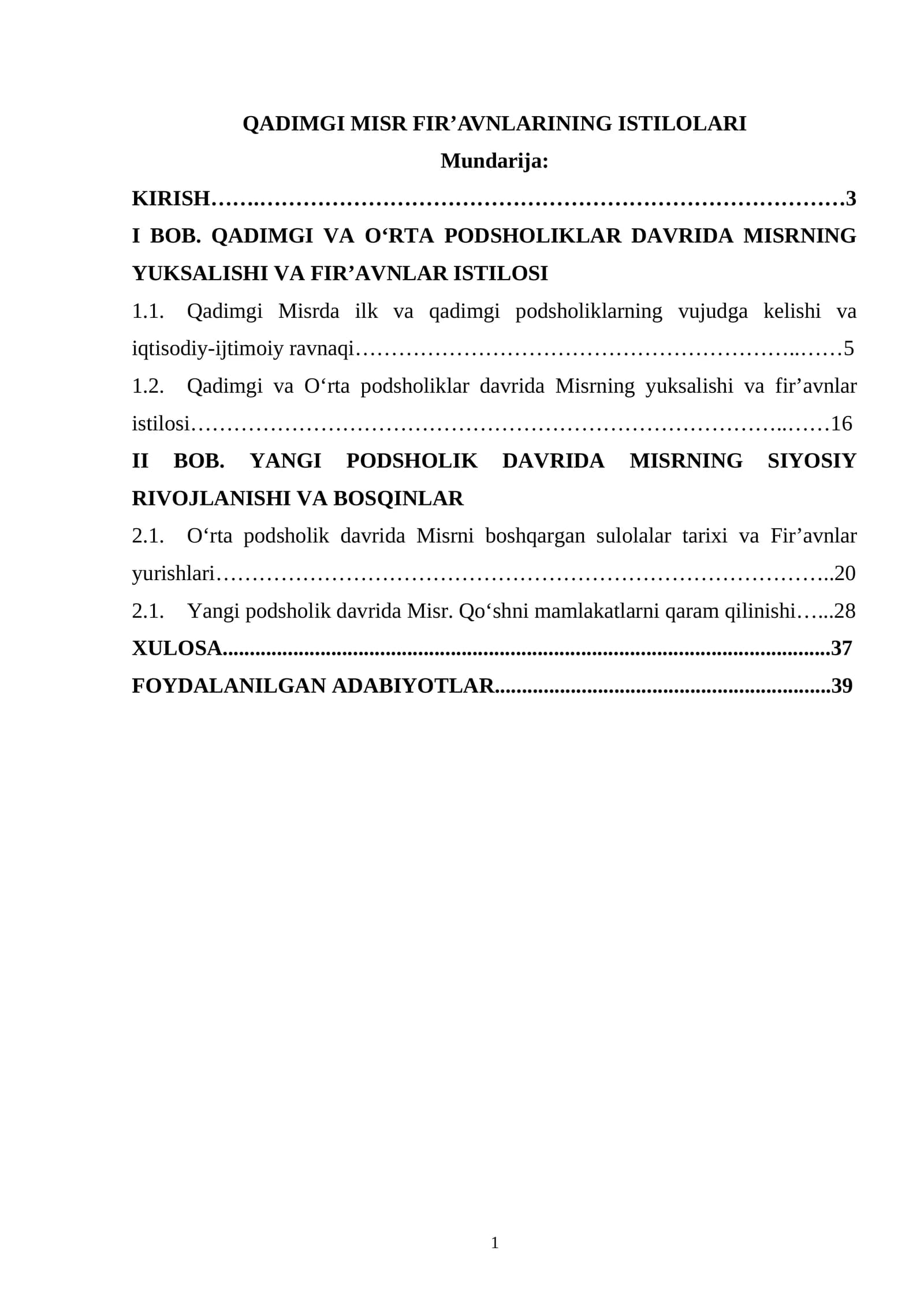 QADIMGI MISR FIRʼAVNLARINING ISTILOLARI