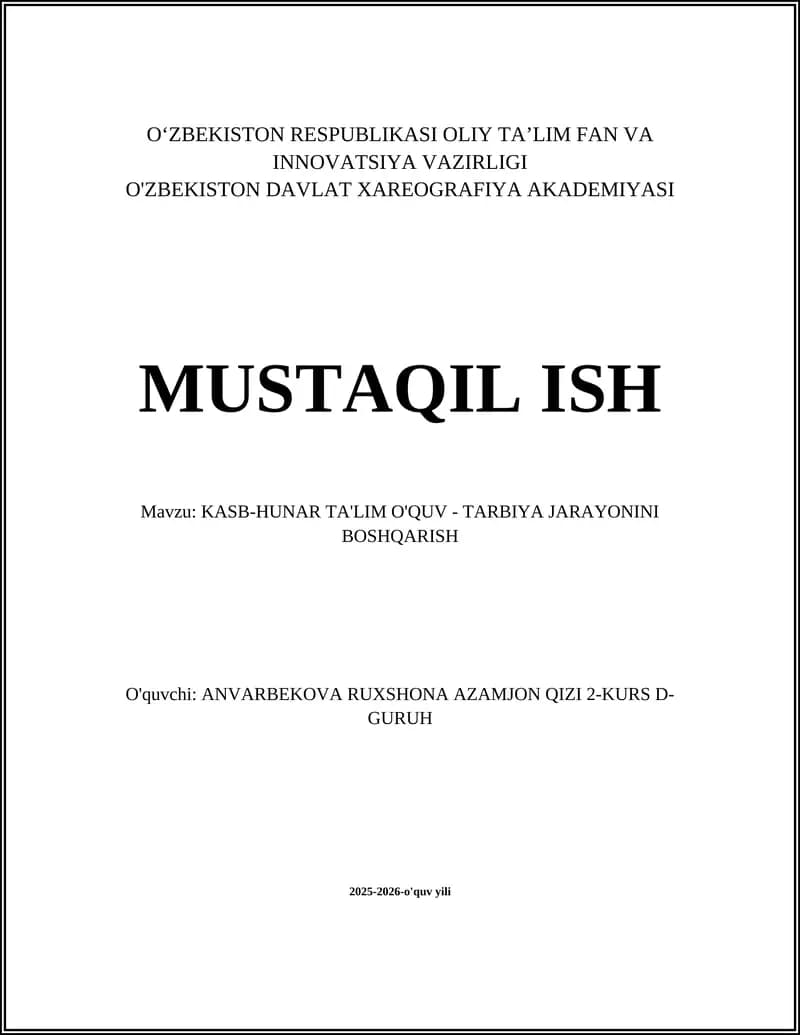 Kasb-Hunar Ta'lim